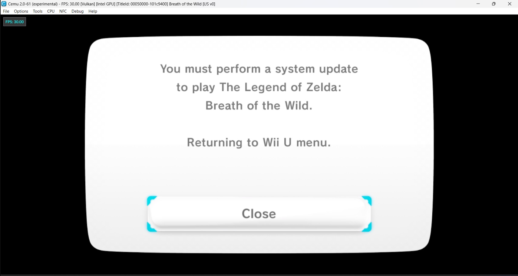 BOTW Update Error